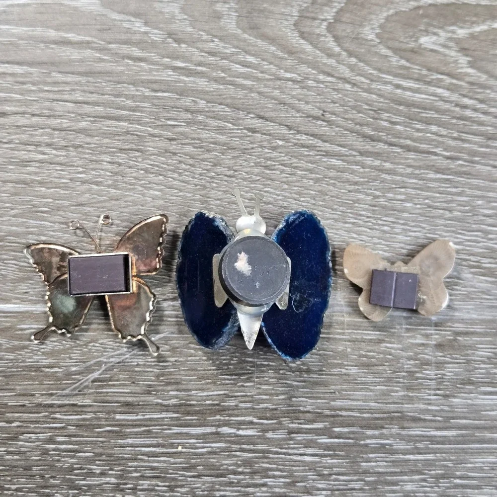 Butterfly Fridge Magnets Lot Mixed Metal Resin Decorative Magnets Set of 3